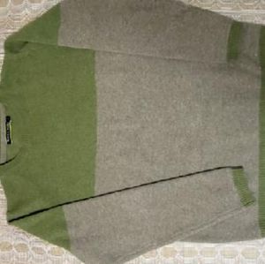 Vintage Woolovers 100% Pure Wool Pullover Sweater Gray Green Mens Sz L
